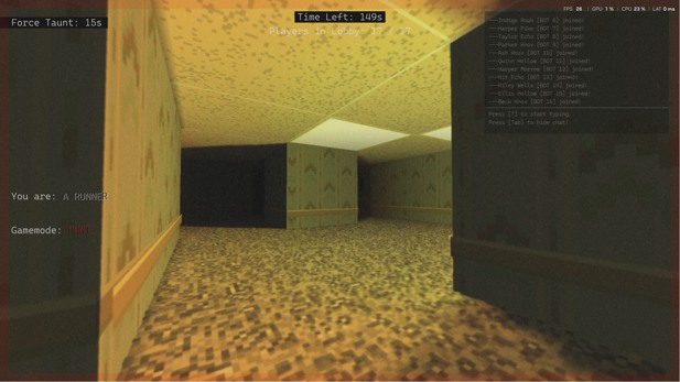 A yellow room with a stained drop ceiling and buzzing fluorescent light.